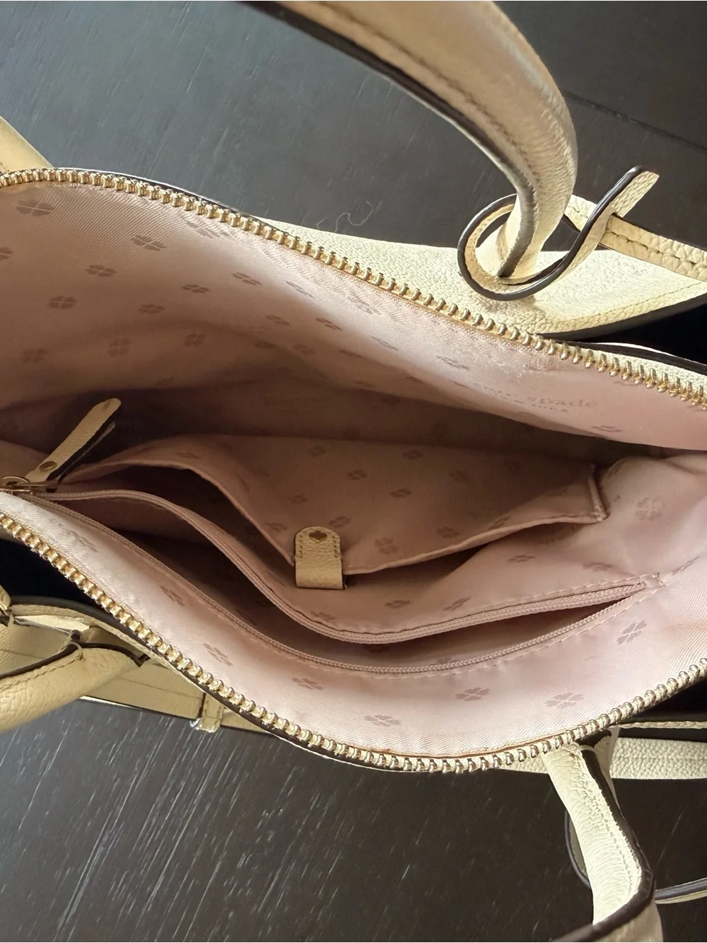 Kate Spade Pebbled Leather Satchel in Light Beige